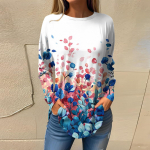 Naiste T-s&auml;rgid S&uuml;gises vabaaja pikkade varrukatega s&auml;rgid Vintage graafilise tr&uuml;kiga top Pullover L sinine
