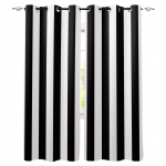 Lihtsad must-valged triibulised kardinad Dekoratiivne rippkardin Laste toa kardin 2 paneeli Aasadega Akna katteaken Tasuta kohaletoimetamine W60H60(CM)x2PCS&HOOK
