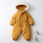 Laste Lumekombinesoon V&auml;ikelapse &Uuml;hes t&uuml;kis Lumekombinesoon Suusakost&uuml;&uuml;mid T&uuml;drukutele ja Poistele Kapuutsiga Veekindlad Jumpsuidid Kombinesoonid Talvine Soe Lumelaua Jakk V&auml;lisjoped 90cm kollane