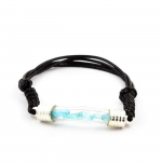 Pierres et Min&eacute;raux. Bracelet Apatite Paraiba brut. Couleur noir.
