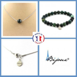 Pierres et Min&eacute;raux. Parure bijoux Bracelet Collier 1 Perle Agate mousse 8 mm. Chaine en Taille personnalisable.