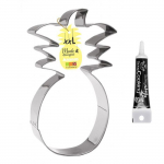 D&eacute;coupoir &agrave; p&acirc;tisserie inox XXL Ananas + Stylo de gla&ccedil;age noir