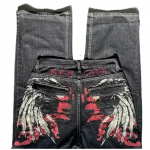 American Retro High Street Y2K isikup&auml;rastatud lapiline kirjaga tikitud teksad Gooti moe laia s&auml;&auml;rega teksap&uuml;ksid XXL