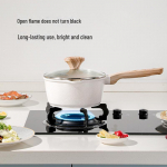 Elegantne mittenakkuva meditsiinilise kivist k&ouml;&ouml;gitarvete komplekt: Suitsuvaba praepann, supipott, piimapott ja universaalne pliidipott. Milk Pan, 18cm