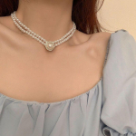 Elegantne hele luksuslik kahekihiline p&auml;rlitest helmestega kaelakee pulmadeks pruudi ehted kaelakee kaelakee kingitus 1PC