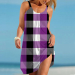 Naiste rannakleit Rannakleit Minikleit T&scaron;ekk Prindi vabaaja moodne varrukateta kleit vabas vormis, igap&auml;evane roosa sinine suvi XS sinine