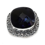 Natural London Blue Topaz Gemstone 925 Sterling Silver Jewelry Ring Size 9 q6k59