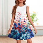 T&uuml;drukute suvekleit Varrukateta, tr&uuml;kitud v&auml;rviline vabaajakleit 110 sinine