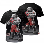 3D Prindiga T-s&auml;rgid Muay Thai Kickboxing MMA Unisex Mehed Naised Mood Streetwear &Uuml;mara kaelusega L&uuml;hikeste varrukatega Laste Poiste T-s&auml;rgid Topid Poks Bull Dog XXS