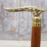 93.98 cm Walking Stick Wooden and Brass Goldene and White Walking Stick Brass Cane Gift for Grandfather, Father