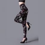 2023 Trendikad Lillemustriga Slim Fit Piimsiidist Leggingsid Naistele - Pluss Suurus, Elastsed, &Uuml;ler&otilde;ivad One Size (Fits 90-150 lbs)