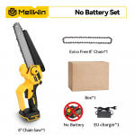 MELLWIN 8-tolline harjadeta elektriline oksasaag, juhtmeta mootorsaag, laetav puidut&ouml;&ouml;tlemisseade, sobib Makita 18V 21V akule Without Battery