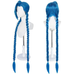 Kvaliteetne LOL Jinx Cosplay Parukas Pikk Punutud Sinine The Loose Cannon Parukas Punutis kuumakindel S&uuml;nteetiline Juuksed Anime Parukad + Parukakate One Size white