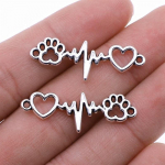 10 tk 34x12mm Antiikh&otilde;bedast v&auml;rvi amulette Koera k&uuml;&uuml;nis Armastus S&uuml;damel&ouml;&ouml;k EKG &Uuml;hendusdetail k&auml;ev&otilde;rudele Kaelakee K&auml;sitsi valmistatud ehete valmistamiseks