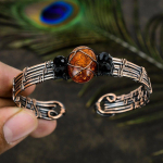 Baltic Amber Handmade Copper Wire Wrap Cuff Bangle Adjustable w4b46