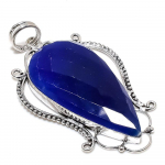 Sapphire(Simulated) Gemstone Handmade 925 Sterling Silver Pendant 3.15 w3t68