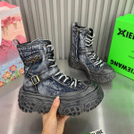 Platvormk&otilde;rged kontsad Naiste kingad Cowboy Mootorratta pahkluusaapad Talvised lumesaapad Chelsea 2025 Trend Disainer Denim Botas Mujer 38 sinine