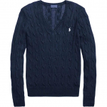 Polo Ralph Lauren &Uuml;hev&auml;rviline Suure V-kaelusega Pikkade Varrukatega Kootud Kampsun Ponilogo Tikandiga Naiste kampsun Tumesinine WMPOSWEW3O10026B82 L