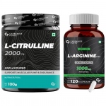 Karbamiid Forte L-arginiin 1000 mg toidulisand portsjoni kohta - 120 taimset kapslit ja L-tsitrulliinipulber 2000 mg - Maitsetu - 50 PORTSJONI - 100 g