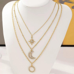 Stiilne ja lihtne kihiline virnastatud t&auml;hekuu kaelakee prantsuse disainitunnetusega isiksuse temperamendiga rangluukett