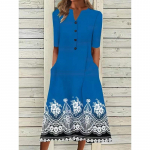 Naistemood suvised kevadised l&uuml;hikeste varrukatega V-kaelusega vabaajakleidid L sinine