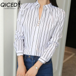 QICED Naiste moe vabaaja pikkade varrukatega POLO kaelusega pluusid ja s&auml;rgid S