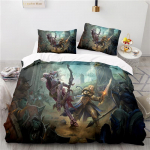 World of Warcraft m&auml;ngude voodipesukomplekt Horde Banner Flag tr&uuml;kitud tekikottide komplekt padjap&uuml;&uuml;r kaheinimesevoodi ja kuninganna suurusega otse saatmine 135x200cm