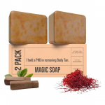 Ghar Magic Seep P&auml;evitusj&auml;lgede Eemaldaja Sandlipuu & Safrani Maagilised Seebid Vanniks| Chandan | Naha Helendamine Meestele & Naistele (100 g g g Pakk 2 tk)