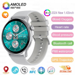 2025 Uus GPS-i nutikell Naistele T&otilde;eline AMOLED 466*466 HD-ekraan Tervisej&auml;lgija Spordi NFC H&auml;&auml;le-Bluetooth-k&otilde;ne Nutikellad Daamidele Silicone belt h&otilde;be