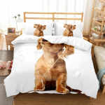 Armsad koerad Loomade 3D Voodipesukomplektid Armas Husky Tekikott Voodikate Komplekt Lastele Tekk Voodipesu Padjap&uuml;&uuml;r Lemmikloomad Koer 70x133cm beige
