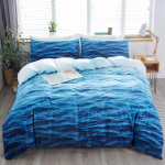 Merelaine Tekikott King/Queen Suurus 3D Sinine Ookeani Pihustavad Lained Voodipesukomplekt Lastele Teismelistele, Asuursinine Merevesi Pehme Tekikott 70x133cm blue