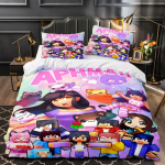 APHMAU Voodipesukomplekt &Uuml;hekohaline Kaksik T&auml;issuuruses Queen-suuruses King-suuruses Kawaii Aphmau Voodikomplekt T&auml;iskasvanule Laste Magamistuba Tekikotikomplektid 3D-tr&uuml;kk 035 140x200cm 3pcs