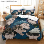 Jaapani Anime Jujutsu Kaisen Voodipesu Komplekt Suur (Queen/King) Tekikate ja Padjap&uuml;&uuml;rid Dekoratsioon Lastele Pehme Kodutekstiil 135x200cm gray