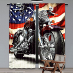 2 tk Lahedad Mootorratta Kardinad Ameerika Lipp Klassikaline Kardin Mootorratas &Auml;&auml;rmuslikud Spordialad Moodne Sobib Elutuppa Magamistuppa 29x65in(75x166cm)
