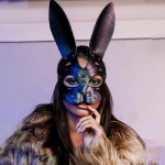 Seksikas nahkmask K&uuml;&uuml;likut&uuml;druku Cosplay Erootiline Fetish Rave Mask Neetidega Orjastamisrihmad Bdsm Halloweeni pidu Kassimask Naine Mees