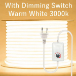 220V LED-riba Veekindel Objektiiviga COB Paindlik Lint L&uuml;litiga/H&auml;mardatav EL Pistik Tuppa Magamistuppa K&ouml;&ouml;ki V&auml;lisvalgustus Aeda 14M With Dimming Switch soe valge v&auml;rv