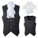Vest Meestele Renessanss Steampunk Mantel Gootiline Jacquard V&ouml;&ouml;tkoodiga &Uuml;he Rinnaga &Auml;ri Formaalne &Uuml;likond XXL must