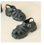 Sandaalid Naiste Uus Br&auml;nd Paks Tald Libisemisvastased Suvekingad Trendikad Kootud Slingback Sandalen Femme K&otilde;rge Kvaliteet 35 must