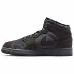 Air Jordan 1 Mid SE Craft GS Dark Smoke Red Laste tossud Hall Tume-suitsuhall Varsity-punane FQ7742-001 35.5
