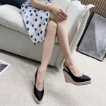 Prantsuse Espadrilles L&otilde;hnavad k&otilde;rge kontsaga kingad Naiste kallakuga sandaalid S&uuml;gisesed naiste temperamendiga vibu terava otsaga kingad naistele 34