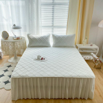 Voodi seelik stiilis voodikate siidvatt polsterdatud paks ruuduline liibuv lina 45 cm k&otilde;rge &auml;&auml;risega &uuml;hev&auml;rviline madratsi kaitsekate 120x200cm bed skirt