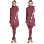 Moslem Lady Modesty ujumisriided ujumistrikoo T&auml;iskattega Islamic Beachwear Arab Burkini L punane