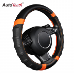 Car Steering Wheel Cover Breathable and Non Slip Microfiber Leather Steering Wheel Cover Universal 38cm/15 inch Orange and Black-Orange