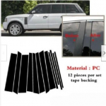 For Land Rover 02-12 Range Rover RANGE ROVER HSE modified window trim bright black center pillar sticker 02-12 HSE 12pcs