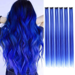 Klipitavad juuksepikendused V&auml;rvilised peo-esilet&otilde;stud 22 tolli 6 tk/pakk Mitmev&auml;rvilised Sirged juuksed S&uuml;nteetilised juukseosad Royal \';\[ 22inches blue