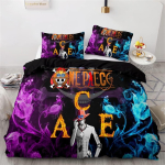 Anime &Uuml;HE T&Uuml;KI Voodipesukomplekt Ruffy Tekikate 3D-tr&uuml;kiga Tekikate Padjap&uuml;&uuml;r Lastele Poistele Teismelistele Magamistoa Kaunistus AU Single(140*210cm)3pcs