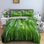 Roheline Bambus Kuningas Kuninganna &Uuml;he Kahekohalise Voodipesu Komplekt Bambuselehed Tekikate Looduslik Taimne Tekikate Pol&uuml;ester Tekikate EU Single(135*200cm)3pcs green