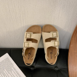 Kollased paksude talladega Birkenstock paksude talladega &uuml;hest rihmast sandaalid naiste suvejalatsid k&otilde;rgekvaliteedilised lahedad sussid 35 beež