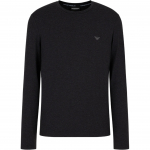 Emporio Armani &Uuml;mmarguse kaelusega &Uuml;hev&auml;rviline Kotka logoga Tikitud Pikkade varrukatega T-s&auml;rk Meeste pealisr&otilde;ivad Must 111653-4F584-00020 M