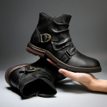 Meeste mootorrattasaapad Vintage Round Head Cowboy Short Boots Hobuse saapad 44 must